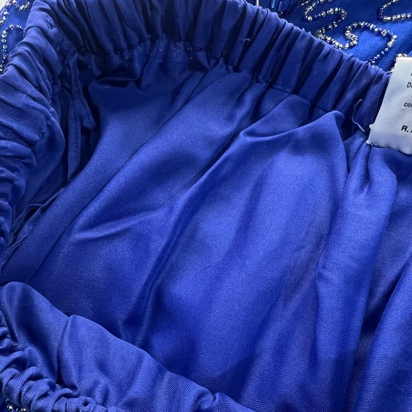 Vintage Elegance by Anuja Blue A Line Sequin and Beaded 100% Silk Skirt M - Picture 6 of 12